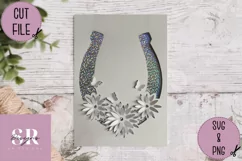 3D Floral horse shoe|Paper cutting | horse shoe svg Product Image 3