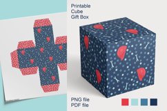 Printable Dark Blue Cube Box for Small Labor's Day Favors Product Image 1