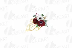 Watercolor pink, white and burgundy floral geometric frame Product Image 8