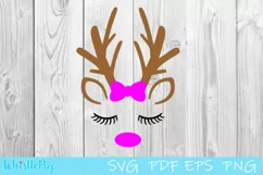 Reindeer Face SVG Reindeer Eyes SVG Reindeer Eyelash SVG Product Image 2