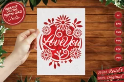 Papercut Love You Card Cover with Flowers and Curls Design Product Image 5