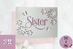 3D Floral Sistet card| Paper cutting | Sister card SVG Product Image 3
