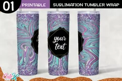 Purple and teal marble 20 oz Skinny Tumbler wrap sublimation Product Image 2