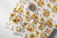 Watercolor sunflower seamless patterns- PNG, JPEG Product Image 6