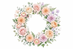 Watercolor round flower shape, spring flowers Product Image 1