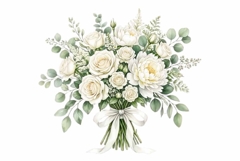 Watercolor elegant bridal bouquet wedding clipart Product Image 1