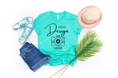 Bella Canvas 3001 Heather Mint T-shirt Mock up Summer Product Image 1