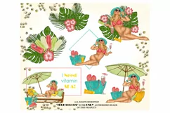 Summer Time ClipArt Tropical Woman Fashion Illustration Product Image 2