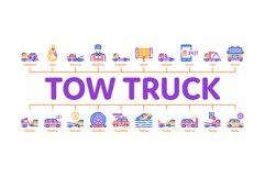 Tow Truck Transport Minimal Infographic Banner Vector Product Image 1