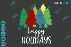 Happy Holidays SVG PNG JPEG AI DXF Circut Cut Silhouette 3 Product Image 2