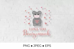 I love you beary much quote. Cute bear wearing mask. Product Image 1