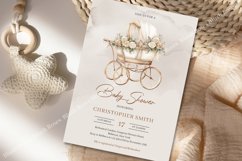 Boho gender neutral baby carriage Baby Shower Invite ZB61 Product Image 2