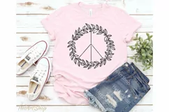 Floral peace sign svg, hippie svg, peace symbol svg, t-shirt Product Image 1