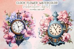 Clock Flower Watercolor Sublimation Clipart Product Image 7