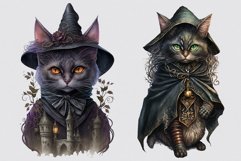 Witch cat clipart, Halloween clipart, Goth sublimation Product Image 6
