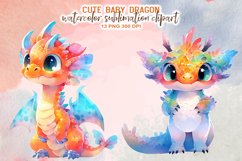Cute Baby Dragon Watercolor Sublimation Clipart Product Image 7