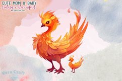 Cute Mom &amp; Baby Fantasy Creature Watercolor Clipart Product Image 8