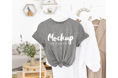 Deep Heather 3001 Bella Canvas Mockup | Boho Hanging Mockup Product Image 1