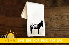 Floral Donkey SVG | Donkey SVG | Farmhouse SVG Product Image 2