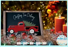 Red Christmas Tree Delivery Truck SVG Dxf Eps Png PDF files Product Image 2