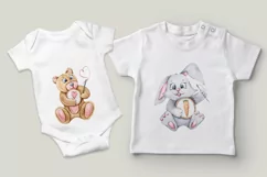 Watercolor cute animals clipart-bunny, bear, hamster Product Image 5