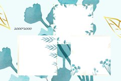 Blue and Golden Roses Watercolor Line Art Product Image 4