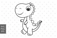 Dinosaur SVG, baby dino SVG, PNG, Cute dinosaur clipart. Product Image 1