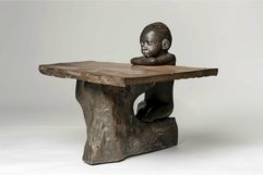 Unique sculptural wooden table with figurative element Product Image 1