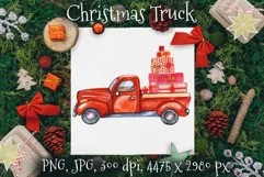 Red Truck Christmas. Christmas Watercolor. Christmas Card Product Image 1