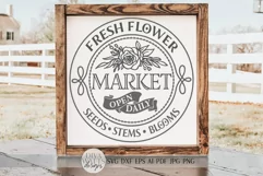 Fresh Flower Market SVG | Round Farmhouse Sign SVG | dxf Product Image 3