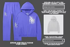 Cotton Jersey Zip-Up Hoodie and sweatpant mockup psd Product Image 2
