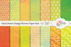Hand Drawn Orange Flowers Paper Pack Product Image 1