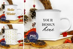 Winter Camping mug mockup, full wrap mug mock up PSD & JPG Product Image 1