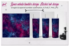 Skinny tumbler design. Galaxy tumbler design. Printable PNG Product Image 1