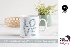 Blue Love Floral Sublimation Design or Waterslide file Product Image 2
