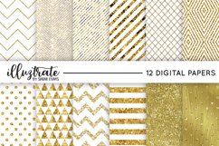 White and Gold Foil Patterns | Simple, Stylish Digital paper Product Image 1