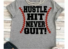 Baseball svg SVG DXF JPEG Silhouette Cameo Cricut Baseball mom svg iron on Hustle Hit Never Quit svg Product Image 1