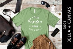 Leaf Male Bella Canvas 3001 T-Shirt Mockup Masculine FlatLay Product Image 1