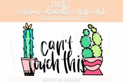 Preppy Cactus Doodle Clip Art | Color and Black and White! Product Image 2