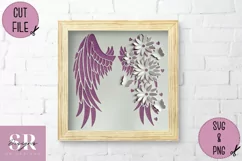 3D Angel wings| Paper cutting | Floral Angel wings SVG Product Image 1