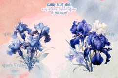 Dark Blue Iris Watercolor Sublimation Clipart Product Image 7