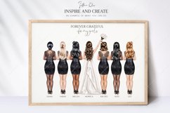 Black Wedding Clipart, Black Bridesmaids Clipart Product Image 7