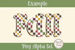 Autumn Checkered Alphabet PNG, Fall Pumpkin Doodle Letters Product Image 6