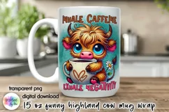 Funny Highland Cow Mug Wrap, Sarcastic Coffee Mug Print Product Image 1