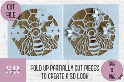 3D Floral Bee honeycomb| Paper cutting | Bee SVG Product Image 2