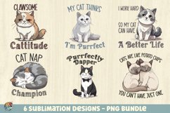 Cat lovers sublimation bundle, hand drawn transparent PNGs Product Image 1