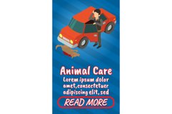Animal care concept banner, comics isometric style Product Image 1
