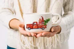 Red Truck Christmas. Christmas Gnome. Watercolor Christmas. Product Image 4