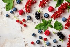 Wild Berries and Mint Leaves Wallpaper Background Product Image 1