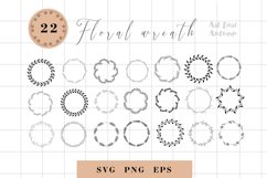 Floral circle wreath svg, Wreath monogram svg for cricut Product Image 1